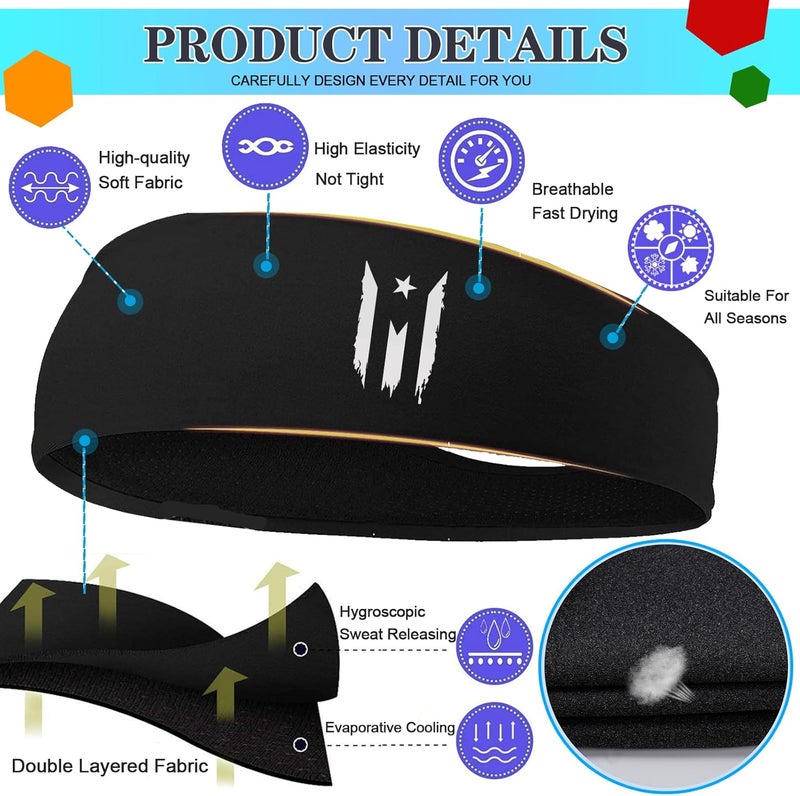 FACITE Headbands for Men Women 3pcs Sweat Bands Headbands Men Sweatbands Women - Image 3